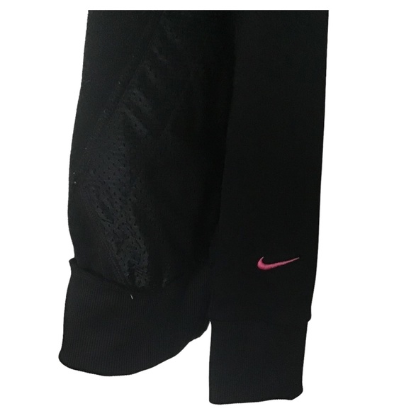 NIKE “Just Do It” Athletic Jacket Hooded Black & Pink Zip Up Long Sleeves Size M - Picture 4 of 7